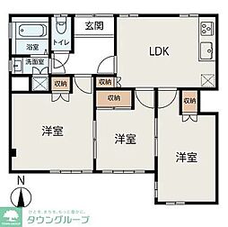 西武拝島線 西武立川駅 徒歩12分の賃貸マンション 1階3LDKの間取り