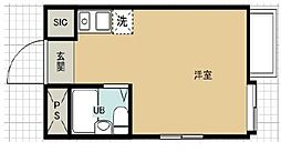 西武多摩湖線 国分寺駅 徒歩4分の賃貸マンション 2階ワンルームの間取り