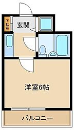 JR武蔵野線 新小平駅 徒歩8分の賃貸マンション 2階1Kの間取り