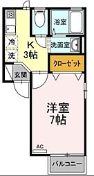 西武国分寺線 鷹の台駅 徒歩7分の賃貸アパート 1階1Kの間取り