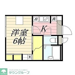 JR中央線 国立駅 徒歩18分の賃貸アパート 2階1Kの間取り