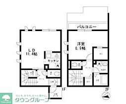 JR中央線 国立駅 徒歩18分の賃貸アパート 1階1LDKの間取り