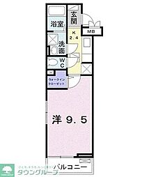 JR南武線 西府駅 徒歩12分の賃貸アパート 1階1Kの間取り