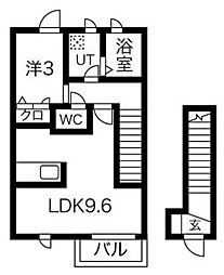 西武国分寺線 鷹の台駅 徒歩21分の賃貸アパート 2階1LDKの間取り