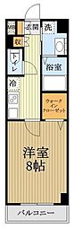 JR中央線 国分寺駅 徒歩12分の賃貸マンション 5階1Kの間取り