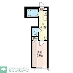JR中央線 国立駅 徒歩13分の賃貸アパート 1階1Kの間取り