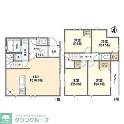 西武拝島線 武蔵砂川駅 徒歩18分の賃貸一戸建て 4LDKの間取り