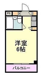JR南武線 西国立駅 徒歩13分の賃貸マンション 2階ワンルームの間取り