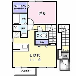 カーサ　ミニヨン 2階1LDKの間取り
