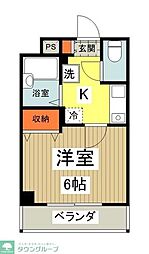 JR中央線 西八王子駅 徒歩13分の賃貸マンション 2階1Kの間取り