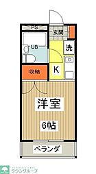 JR中央線 八王子駅 徒歩22分の賃貸マンション 1階1Kの間取り
