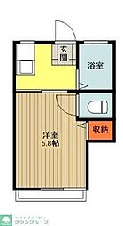 JR中央線 高尾駅 徒歩8分の賃貸アパート 2階1Kの間取り