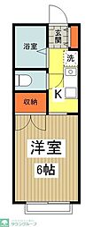 JR中央線 西八王子駅 徒歩25分の賃貸アパート 1階1Kの間取り