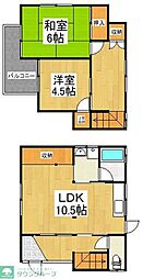 西武新宿線 東村山駅 徒歩5分の賃貸一戸建て 1階2LDKの間取り