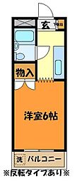 西武拝島線 武蔵砂川駅 徒歩16分の賃貸マンション 1階1Kの間取り