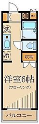JR中央線 西国分寺駅 徒歩13分の賃貸マンション 2階1Kの間取り