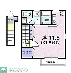 メロデイ−ア 2階ワンルームの間取り