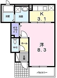 メゾン・リュミエール 1階1Kの間取り