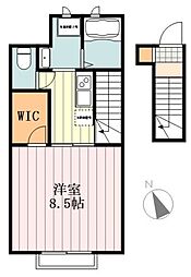 ブランシェ中神 2階1Kの間取り