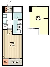 EG 1階1Kの間取り