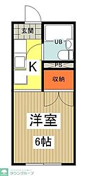 セントラルコーポS館 2階1Kの間取り