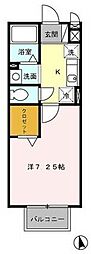 エスポワール 1Kの間取図画像