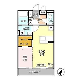 ビューフレア 1LDKの間取図画像