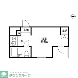 モア国立 ワンルームの間取図画像