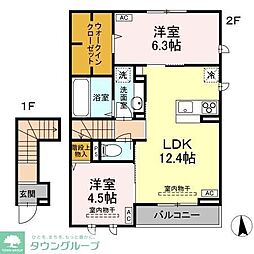 シティハイムRE 2LDKの間取図画像