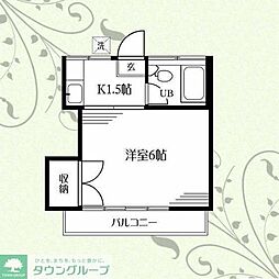 ロッキーハイツ 1Kの間取図画像