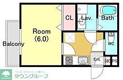 Z-MAISON小平EAST 1Kの間取図画像