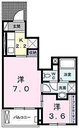 カーサドマーニ 1LDKの間取図画像