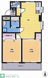 花小金井ジュエンション 2DKの間取図画像