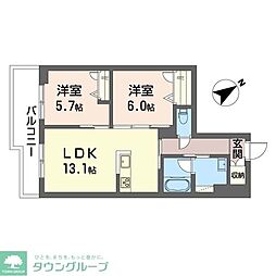シャーメゾンリラフォート 2LDKの間取図画像