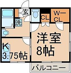 クレール 1Kの間取図画像