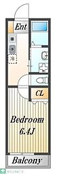 plumas東村山 1Kの間取図画像