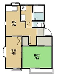 クララハイム 2DKの間取図画像