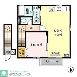 ルミエールB 1LDKの間取図画像