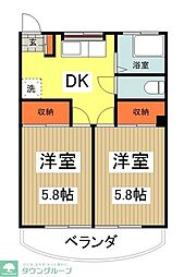中野コーポラス 2DKの間取図画像