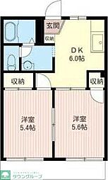 マインズA 2DKの間取図画像