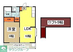 ホワイトハイム.L 1LDKの間取図画像
