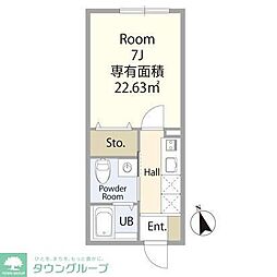 クレスト東村山 1Kの間取図画像