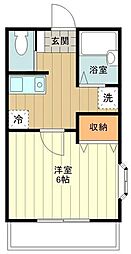 ガーネット 1Kの間取図画像