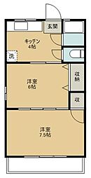 加藤マンション 2Kの間取図画像