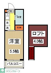 第12クリスタルハイツ 1Kの間取図画像