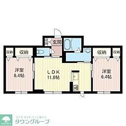 アリスティオ大南 2LDKの間取図画像
