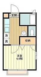 サンビューハイツ 1Kの間取図画像