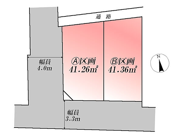 全体区画図(当該B区画)　土地価格3458万円、土地面積41.36m2