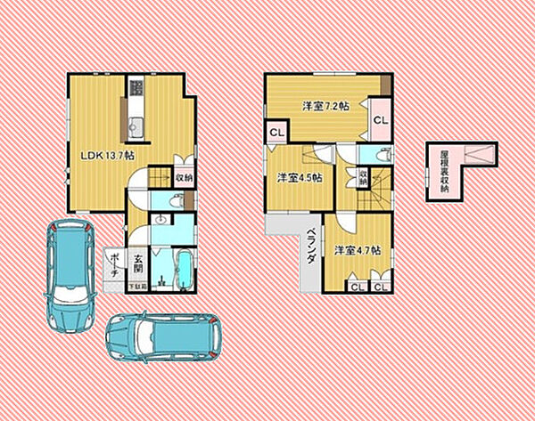 7780万円、3LDK、土地面積87.98m2、建物面積70.06m2