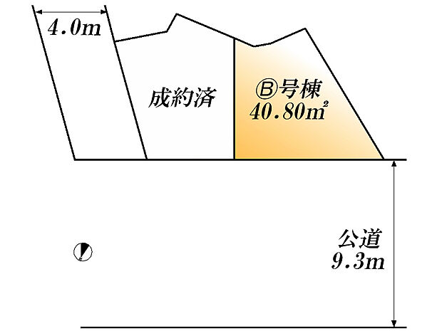 区画図　(B号棟)、価格5180万円、2LDK+S、土地面積40.8m2、建物面積66.38m2